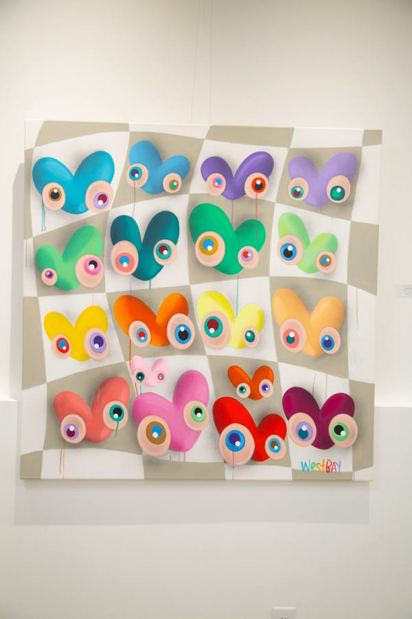 Painting created by artist John Westbay of small hearts.