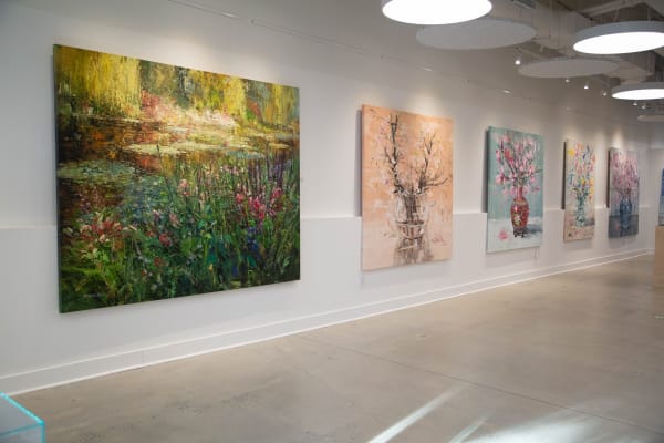 Paintings by Eric Alfaro displayed in Carousel Fine Art's Buckhead Village gallery location during the art exhibition for Eric Alfaro, "Spring Reverie."