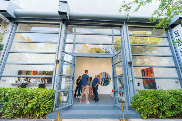 Exterior of Carousel Fine Art's Miami gallery space during Neill Wright's exhibition "Where the Light Gets In."