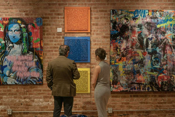People in Carousel Fine Art's Chicago gallery space during the Chicago Grand Opening.