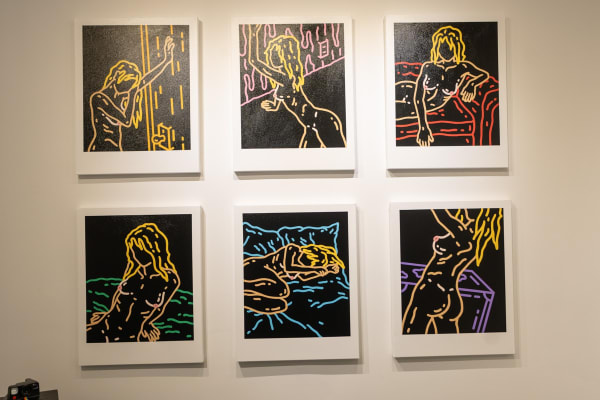 Paintings displayed at Carousel Fine Art's gallery space in Miami, FL during Chance Cooper's Spotlight Exhibition, "Between Me and You."