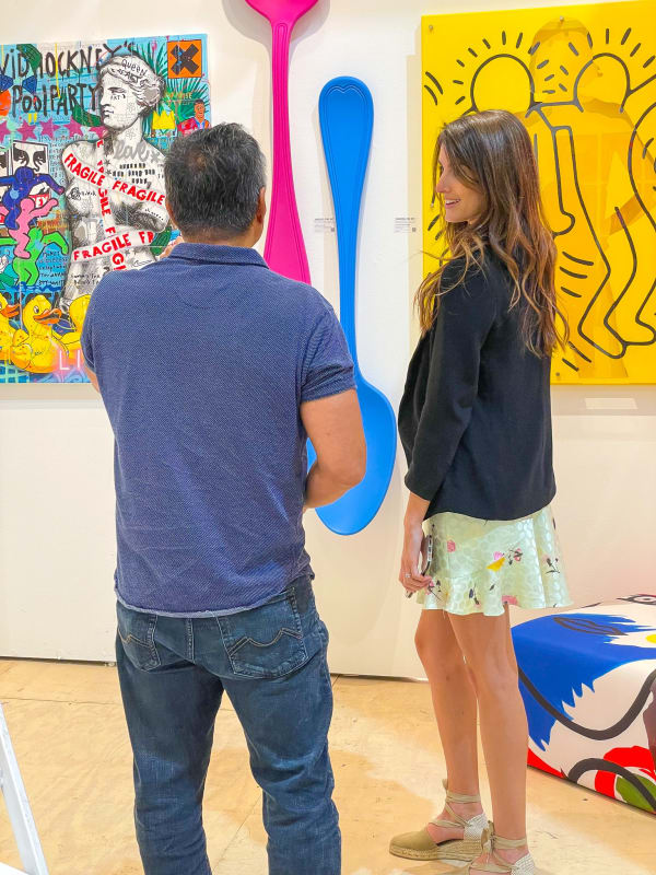 People at Carousel Fine Art's gallery both at the Hampton's Art Market, 2021.