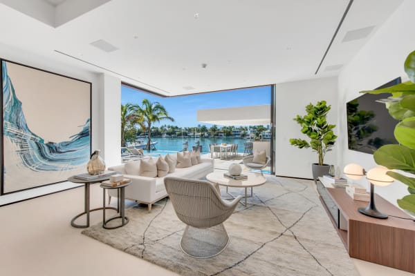 Interior of luxury home that art gallery, Carousel Fine Art assisted staging with artworks in Miami, FL.