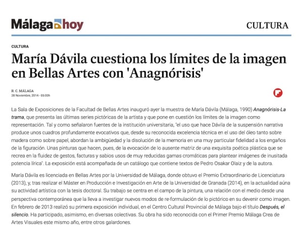 María Dávila, Málaga Hoy, 2014