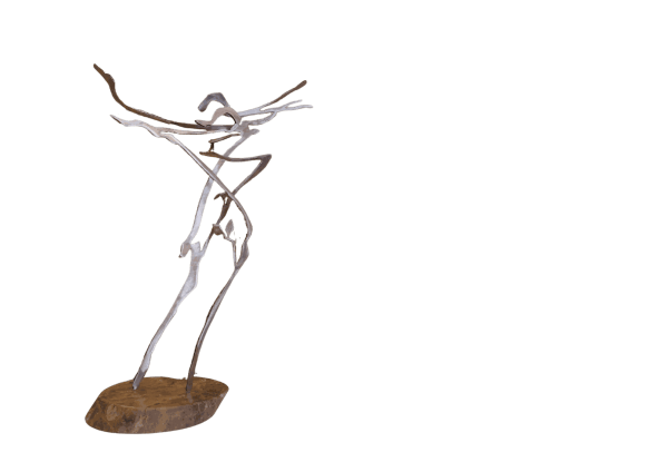 Coppia dei fiori, Stainless Steel sculpture with Stone Base by Marco Di Piazza