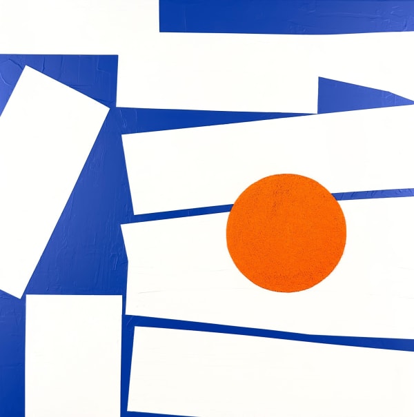 Eilena Braye, Synergy I, 70 x 70 cm, acrylic and mixed media on canvas, 2025 – abstract artwork exploring connection and interaction