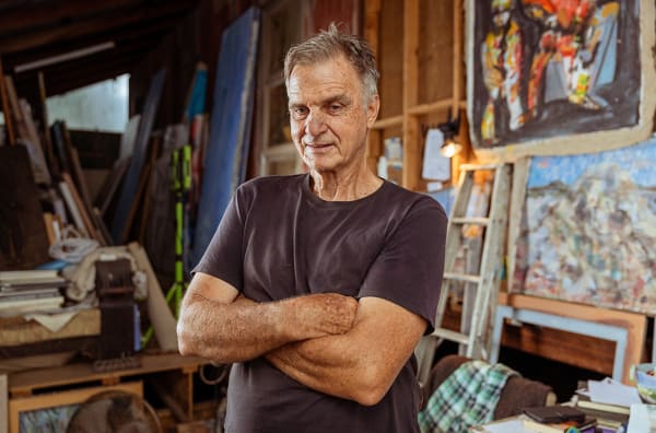 Joe Furlonger in his Samford studio, 2022 / Photograph: Joe Ruckli © QAGOMA