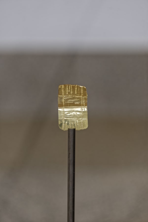 Maquette for the fold, 18 carat gold made in collaboration with la bijouterie Verlinden (Eymotiers, Limoges, Saint Leonard-d-Noblat) France, The gold is recycled from old jewellery and sourced from Marseille, 4 x 6.5 cm, 2017
