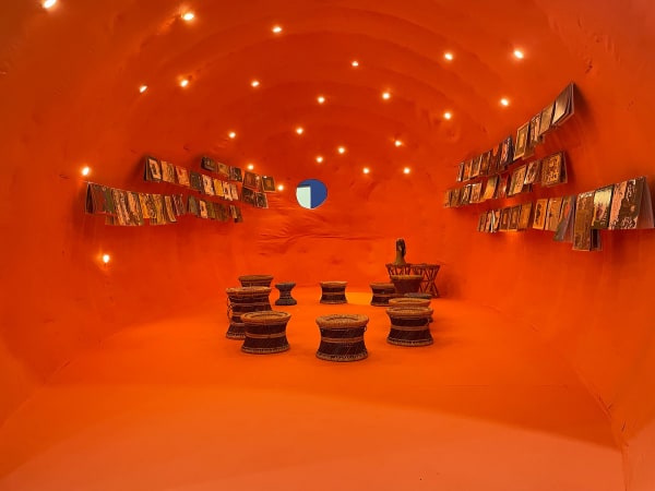 Belly of the Strange (2018-2023); interior view of the installation Image: Farhad Rahman; Courtesy of Rupali Gupte and Prasad Shetty, Co-commissioned by Samdani Art Foundation and Kiran Nadar Museum of Arts