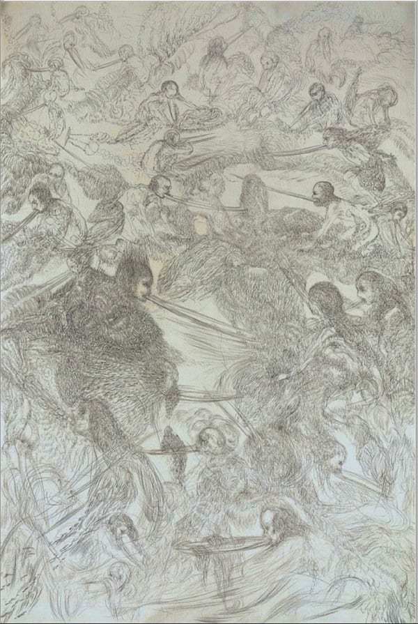 Amitesh Shrivastava, Digger, Graphite on Waterford paper, 60 x 40 inches, 2017