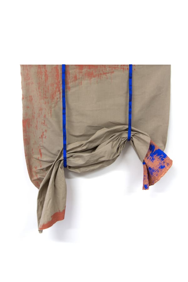Neha Choksi, Resource (cradle me), Linen, muslin, pigment mined from earth, on cleats, 53 x 61 inches, 2020