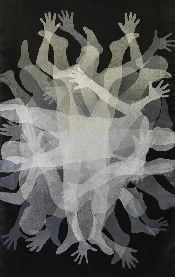 Sandeep Mukherjee, Body Diagram 3, Acrylic and acrylic ink on burlap, 60 x 95 inches, 2020