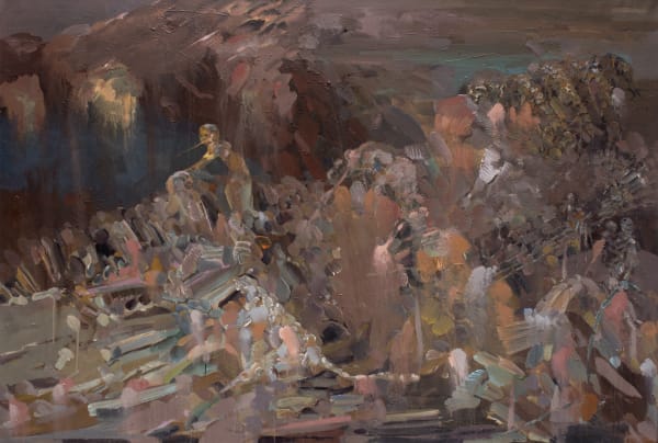 Amitesh Shrivastava, Joy at Cliff, Acrylic on canvas, 72 x 48 inches, 2019