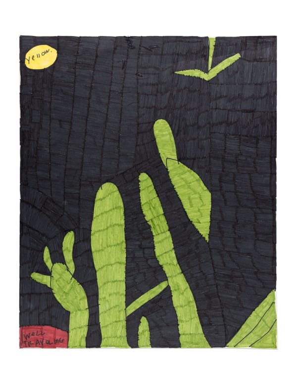 Yellow Black Well Traveling Green Print