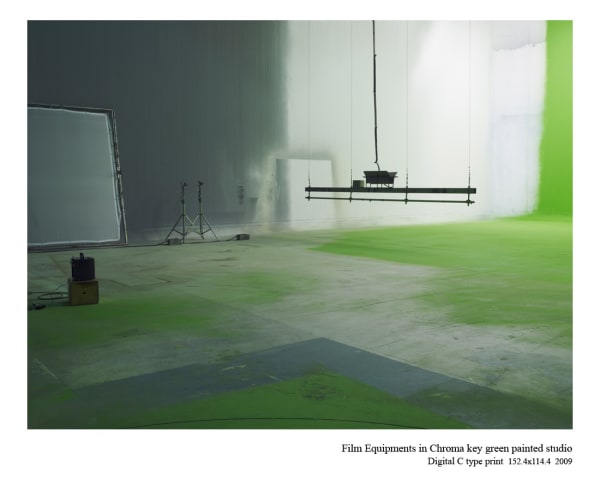 Film Equipments In Chroma Key Green Painted Studio