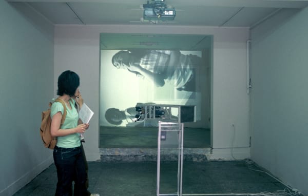 Inner brain (2003) 30x100x60cm Aluminum, a wireless video camera, 3 motors, a video projector