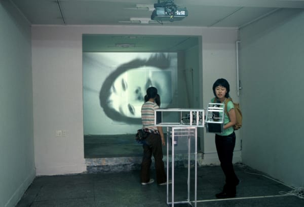 Inner brain (2003) 30x100x60cm Aluminum, a wireless video camera, 3 motors, a video projector