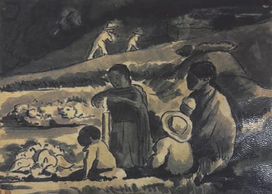 Diego Rivera, En la tumba de padre, 1935