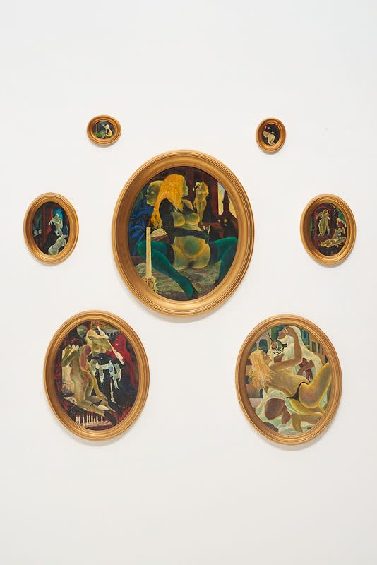 Installation image of Apocalyptic Theater/The Pope, Putin, Peach Boy and Pussy Riot Galorein 2016 at Catharine Clark Gallery, San Francisco