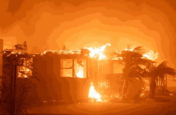 Kevin Cooley and his family's Altadena duplex consumed by the Eaton Fire on the morning of Jan. 8. (Courtesy Kevin...
