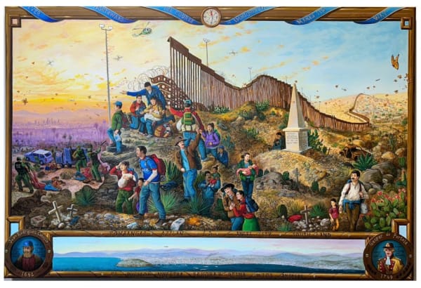 Sandow Birk, Ever Northward the Course of Immigration Makes Its Way, 2024-2025 Acrylic on canvas, 40 x 60 inches