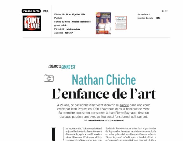 Point de Vue , Nathan Chiche l'enfance de l'art