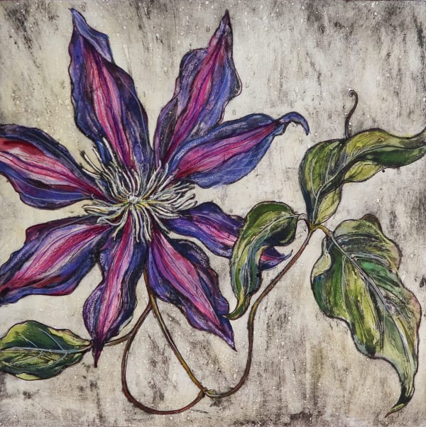 Vicky Oldfield "Holding On" Artist Proof, Hand Coloured Collagraph 50 x 50cms £495