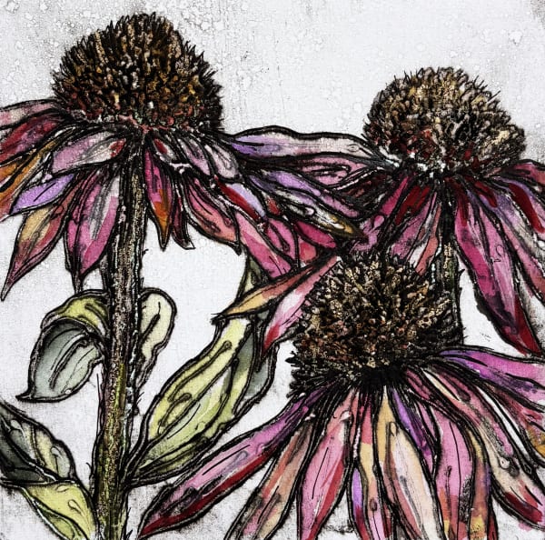 Vicky Oldfield "Grandmas Tea Tin" Printers Prood on Hand Coloured Collagraph with Chine Colle 20 x 20cms £145