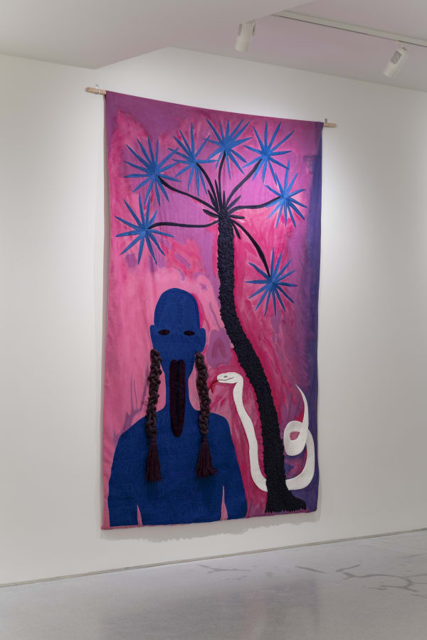 Osman Yousefzada, Migrant Godxx IV, Oil pigment and Mixed fiber embroidery on canvas, Image courtesy Osman Yousefzada