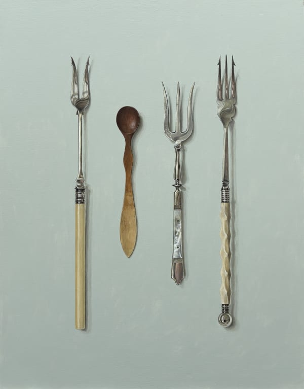 Rachel Ross, Three Pickle Forks with Bone spoon