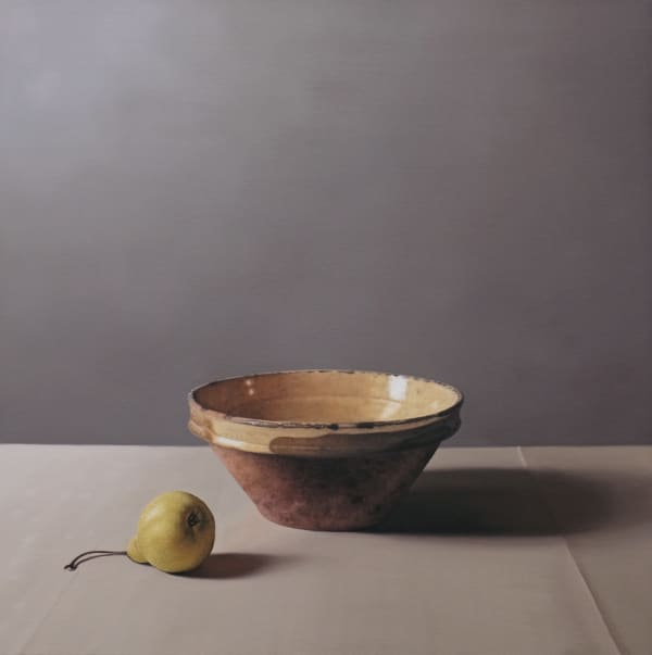 Jo Barrett Pear and Comfit Bowl Oil on Canvas 80 x 80 cm. £3,400