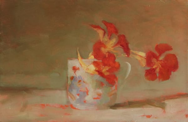 Helen Simmonds, Nasturtiums and Blue Kimono