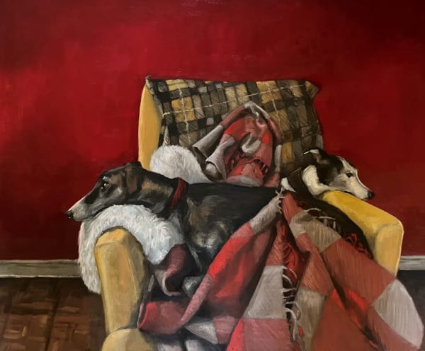 Two Dogs, Oil on Canvas, 50 x 60 cm. £1,200