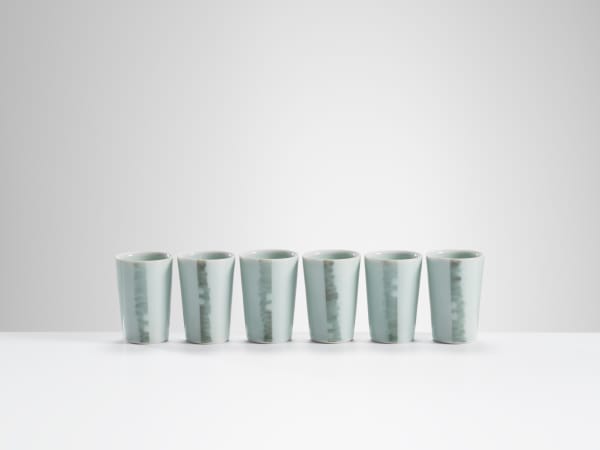 Chris Keenan, 7-12 celadon and grey beakers