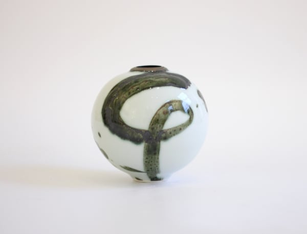 Tricia Thom, 68. Mini moon jar green splash