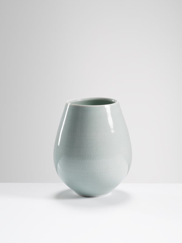 Chris Keenan, 78 Celadon ‘egg’ vase with incised decoration