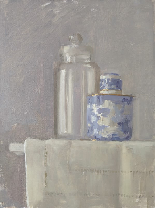 Lotta Teale, Glass Jar with Willow Pattern Pot