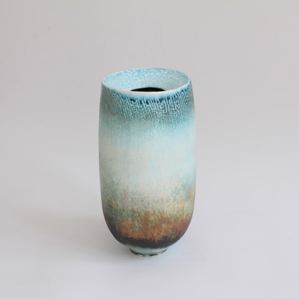Jack Doherty, J14. Tall, Carved Folded-Rim Vessel