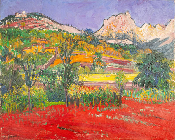 FREDERICK GORE CBE RA (1913 – 2009) - Harvest Field and Lavender, 2001