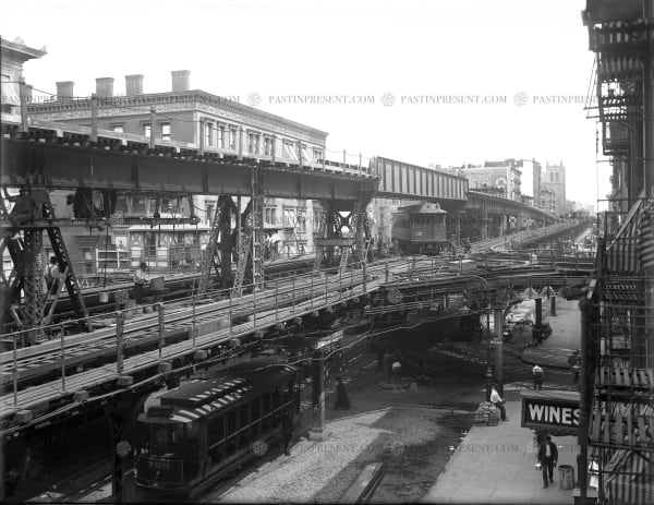 Elevated Train Junction at Ninth Avenue & 53rd Street, NYC., c.1910's # 4226-2