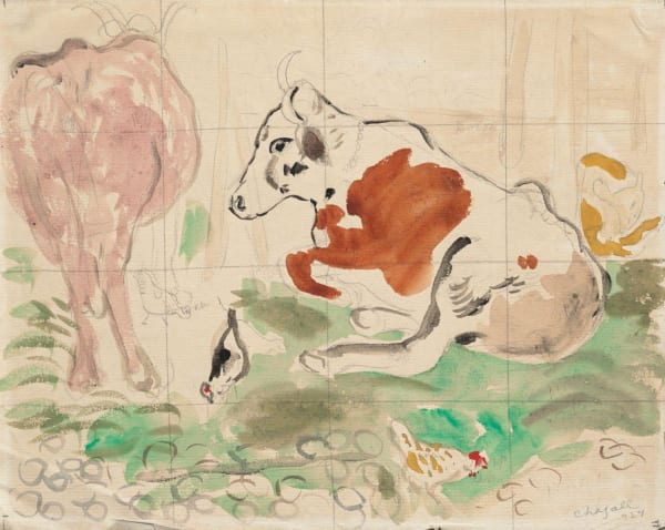 MARC CHAGALL (1887-1985), Etude pour Les deux vaches, 1924