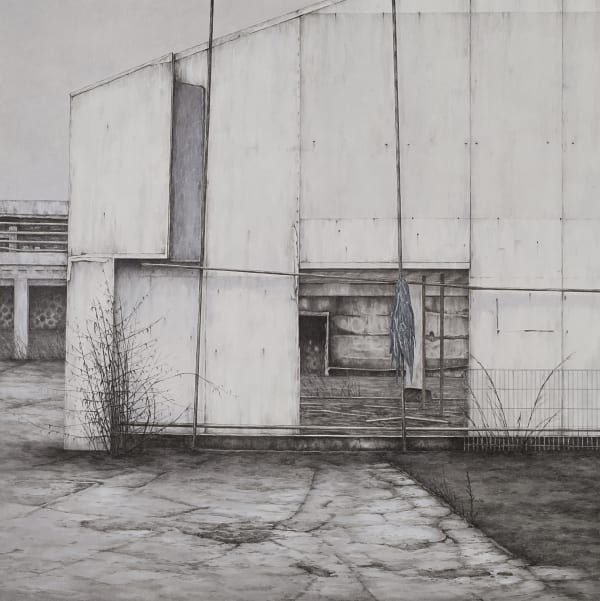 Chae Young Lee 스러지는 2024 한지에 먹, 혼합재료 116.8x116.8cm