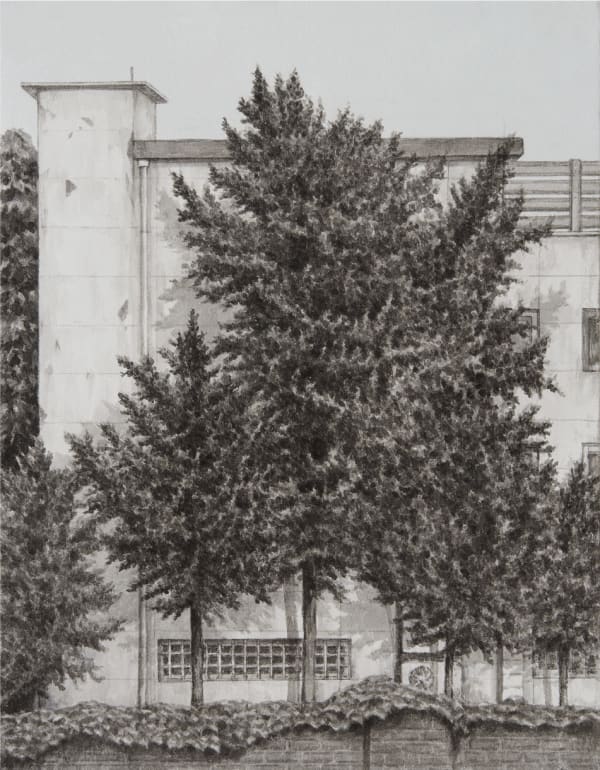 이채영 무심한 오후 2024 41x32cm 한지에 먹, 혼합재료