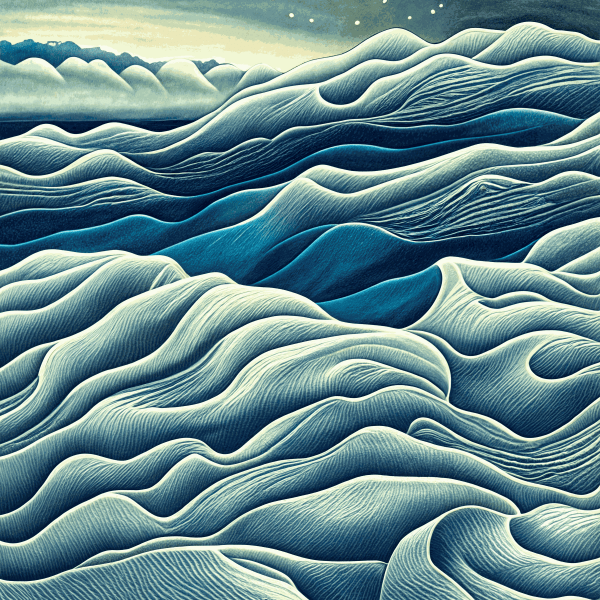 Obvious In the Shadow of a Tsunami, 2024 signed with GAN model loss function in ink Two-layer Digigraphie® print on cotton texture paper, 4-Blacks deep overprint Framed: 127 x 127 cm