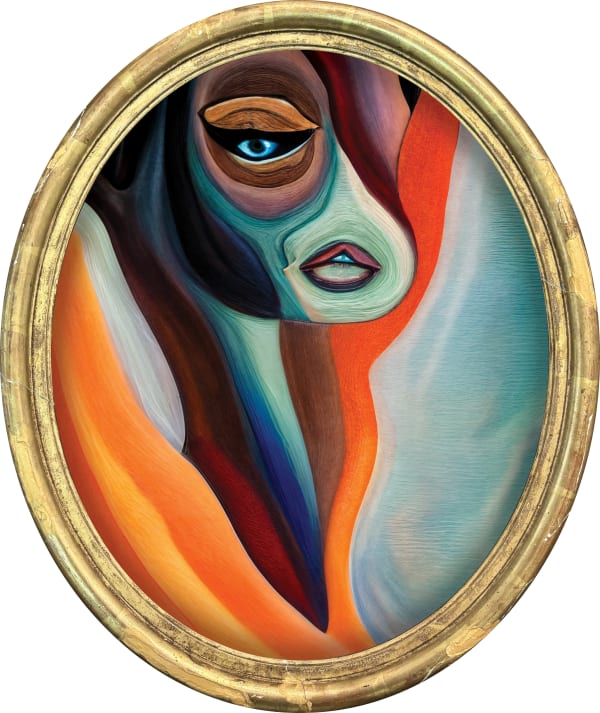 Obvious On a Silver Shore, 2024 signed with GAN model loss function in ink Two-layer Digigraphie® print on cotton texture paper, 4-Blacks deep overprint Framed: 50.5 x 42.5 cm