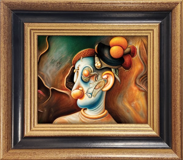 Obvious Stringing Victories, 2024 signed with GAN model loss function in ink Two-layer Digigraphie® print on cotton texture paper, 4-Blacks deep overprint Framed:, 34.5 x 39.5 cm