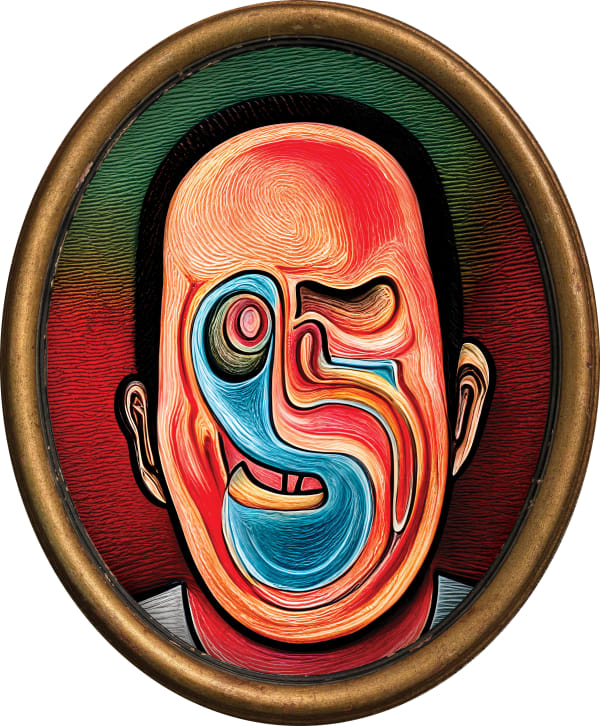 Obvious Waves of Meaning, 2024 signed with GAN model loss function in ink Two-layer Digigraphie® print on cotton texture paper, 4-Blacks deep overprint Framed: 57.5 x 47.5 cm