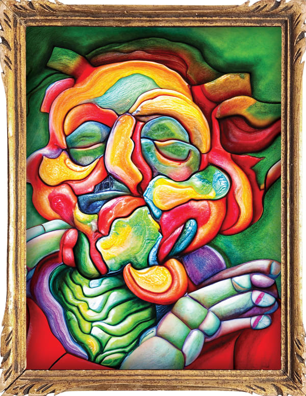 Obvious Within a Vase of Flowers, 2024 signed with GAN model loss function in ink Two-layer Digigraphie® print on cotton texture paper, 4-Blacks deep overprint Framed: 26.5 x 20.5 cm