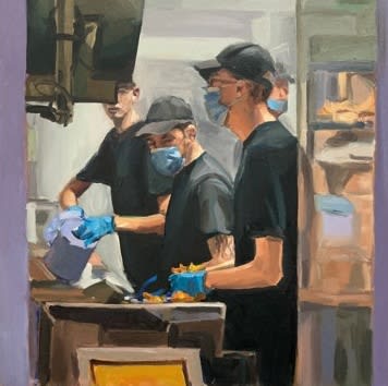 Thomas Cameron Fast Food Workers 2021 Oil on canvas 50x50cm