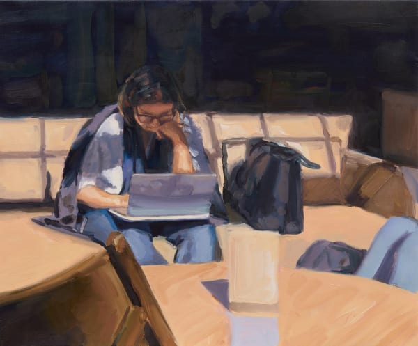 Thomas Cameron Woman on Laptop 2024 Oil on linen 50x60cm